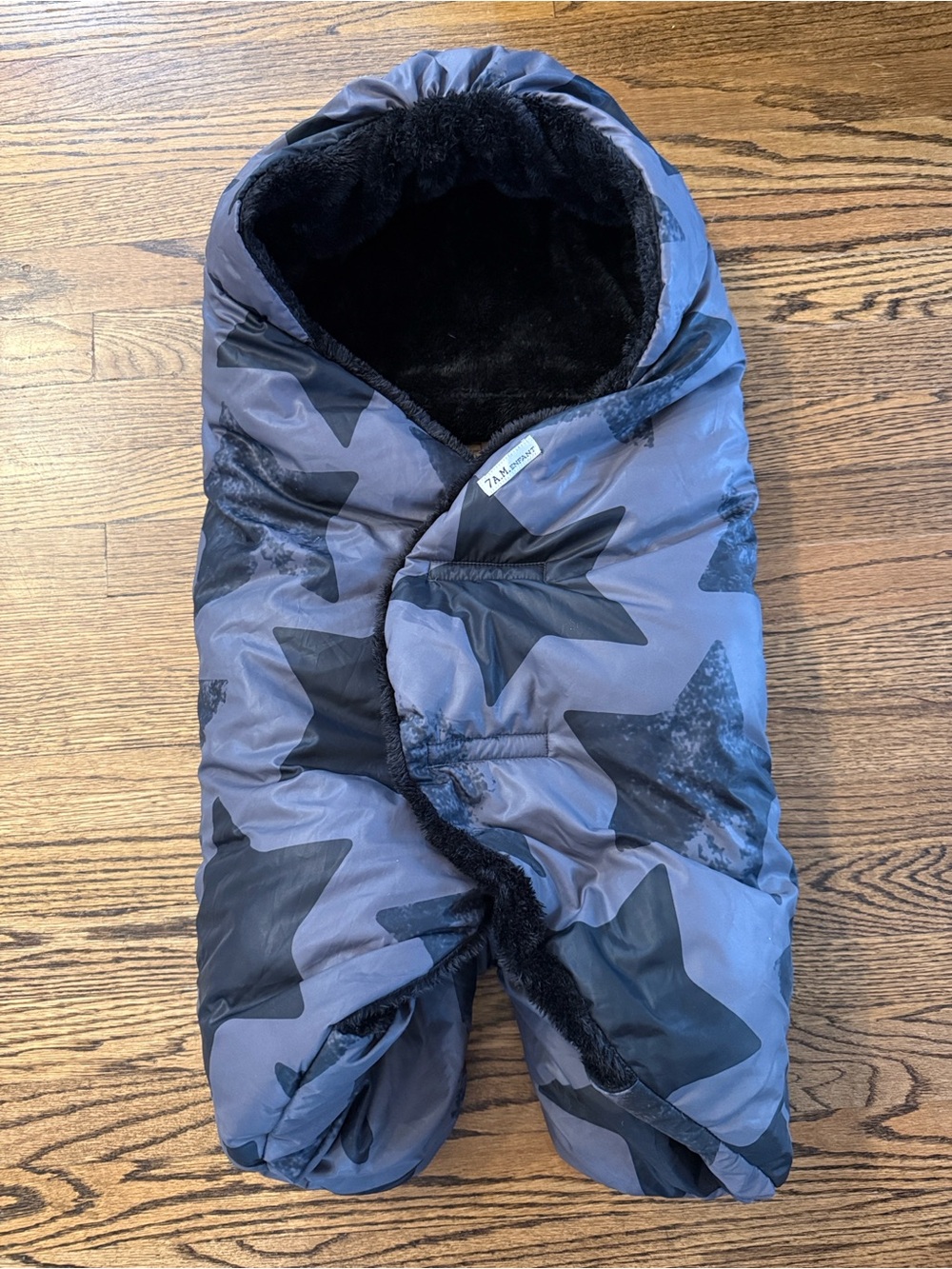 Kids Hooded Star-Print Cozy Wrap - Black/Grey